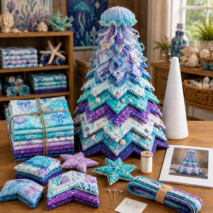 🔥 LAST DAY 49% OFF – 🌊 Ocean Dreams Layered Fabric Tree Craft Kit | Create a Freestanding Coastal Centerpiece with Coordinated Fabrics & Marine Topper 🐚✨