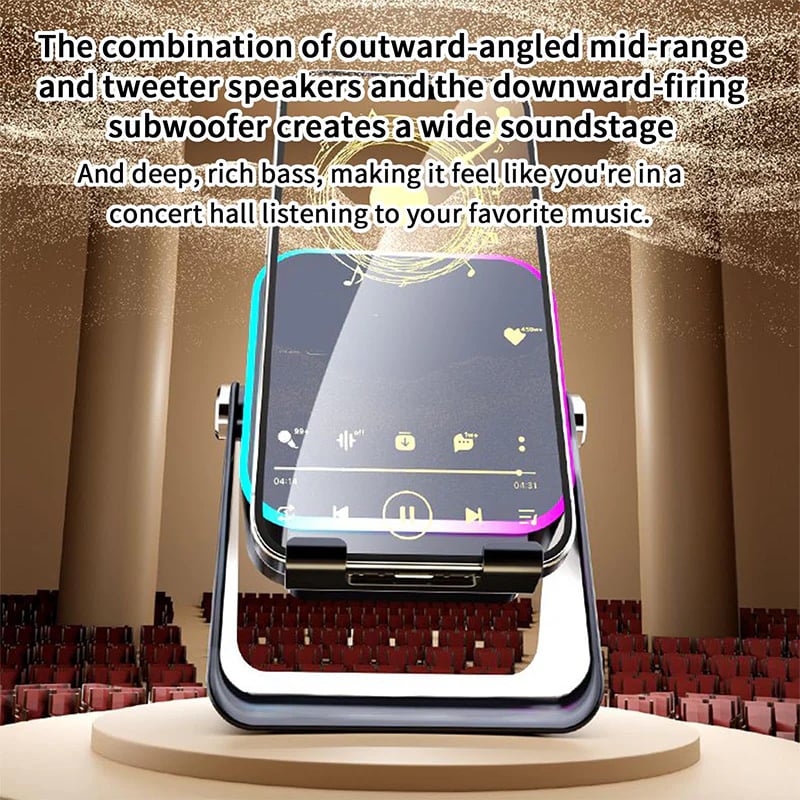 🎶📱 5-in-1 Wireless Induction Speaker & Adjustable Phone Stand