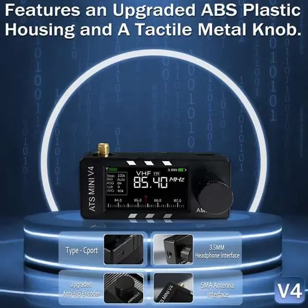 🔥Last Day 49% OFF📻Upgraded ATS Mini V4 Si4732 All Band DSP Radio Receiver