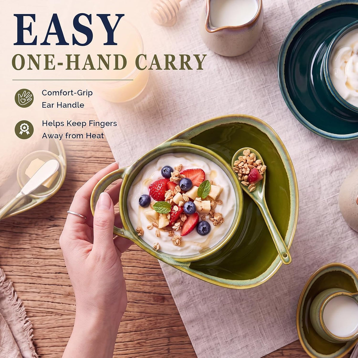 🥣 Stoneware Soup & Side Bowls Set