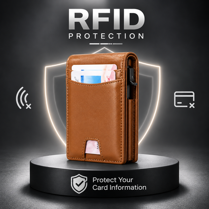 Slim Leather RFID Pop-Up Wallet with Cash Pocket (2026 Edition)