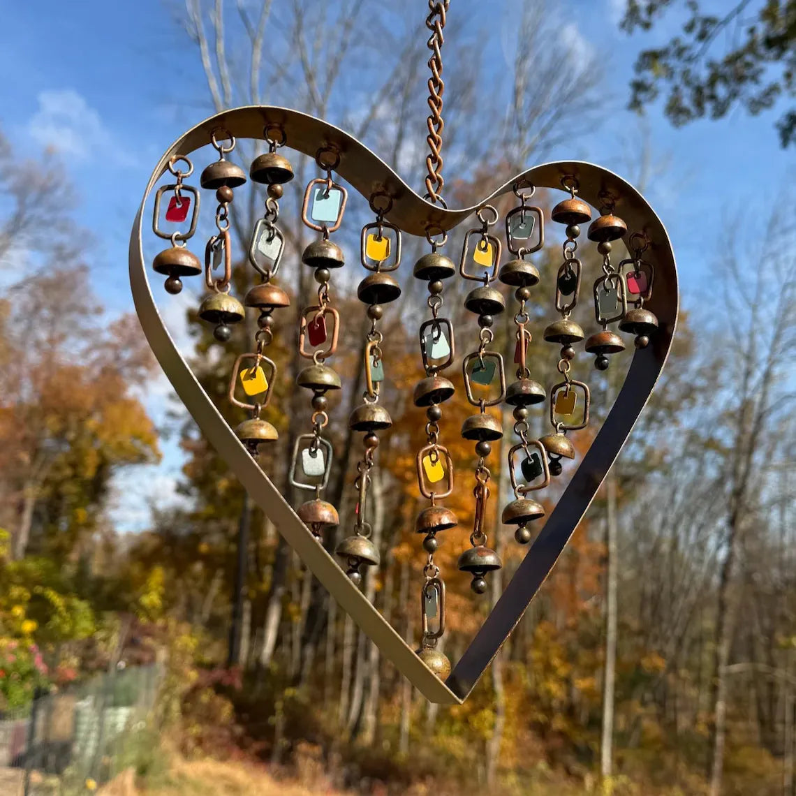 💖 Heart Wind Chime – Handcrafted Metal Garden Ornament