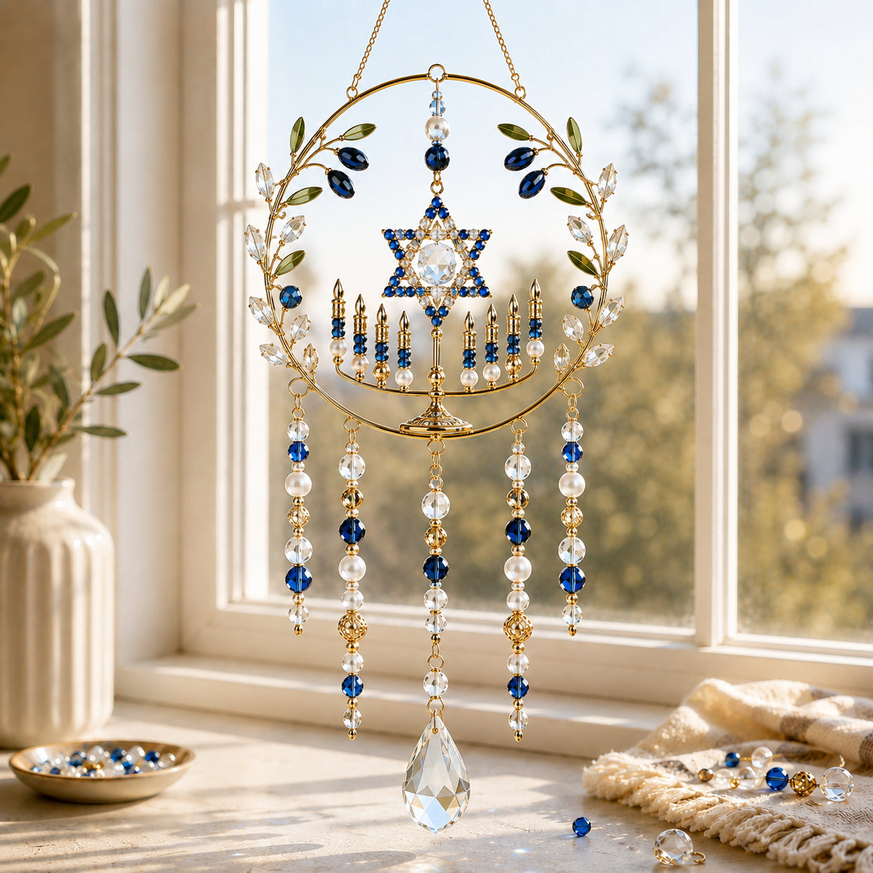 🕎 DIY Hanukkah Beaded Suncatcher Kit Create Your Own Festival of Lights Window Décor