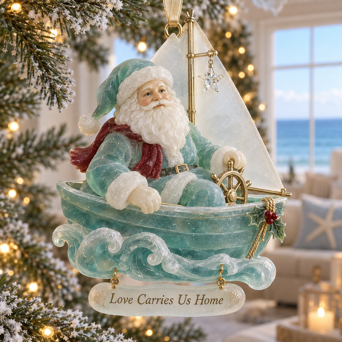 Coastal Santa Christmas Ornament