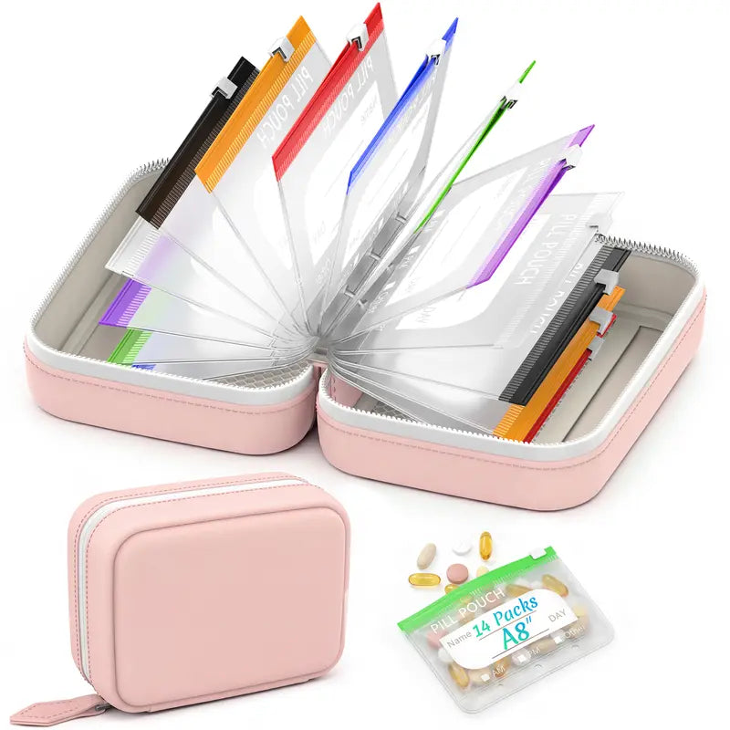 💊 14-Pouch Travel Pill Organizer – Waterproof Medicine & Vitamin Case