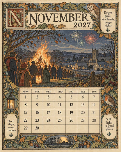 A Year in Britain 2027 – Vintage Storybook Wall Calendar