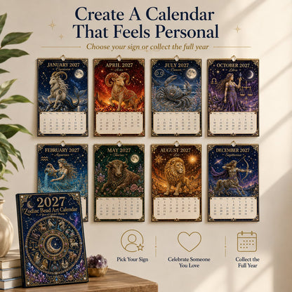 ⏳ Last Day 49% OFF – 🌙 Beginner-Friendly 2027 Twelve Zodiac Bead Art Calendar Kit | Complete Kit with Zodiac Design Base, Decorative Beads & Step-by-Step Guide Included 💕