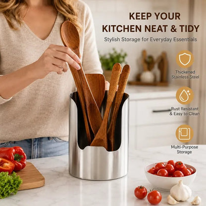 🔥Thickened Multi-Purpose Stainless Steel Utensil Holder – Rust-Resistant, Easy-Wipe Organizer with Anti-Slip Base for Kitchen & Multi-Use Storage.