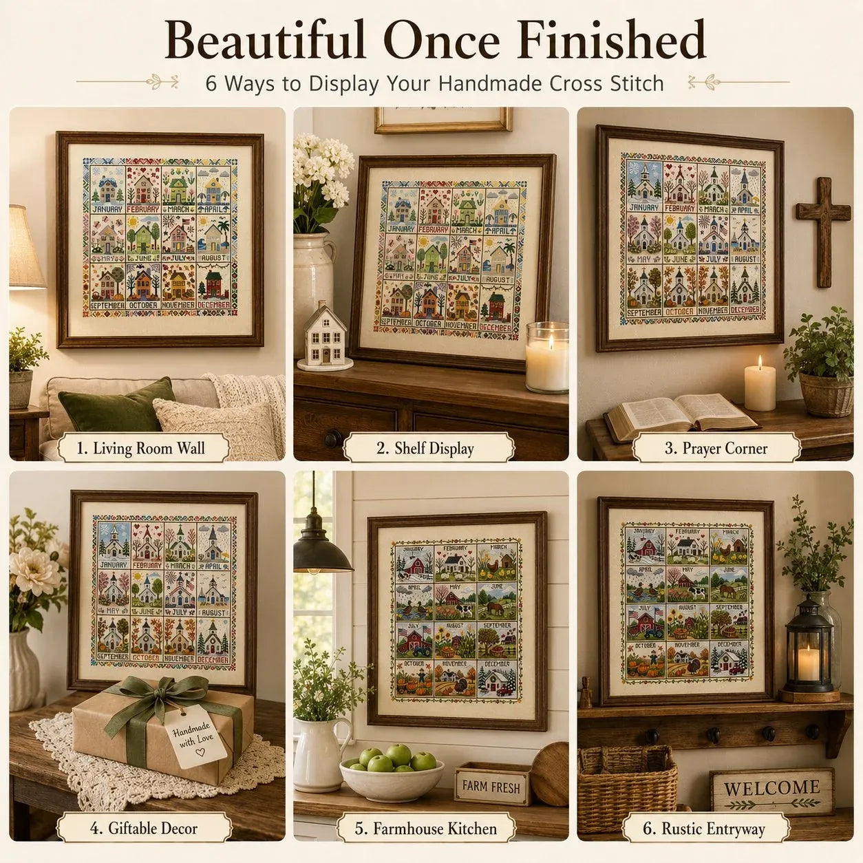 A Year in Stitches – 12-Month Seasonal Cross Stitch Kit