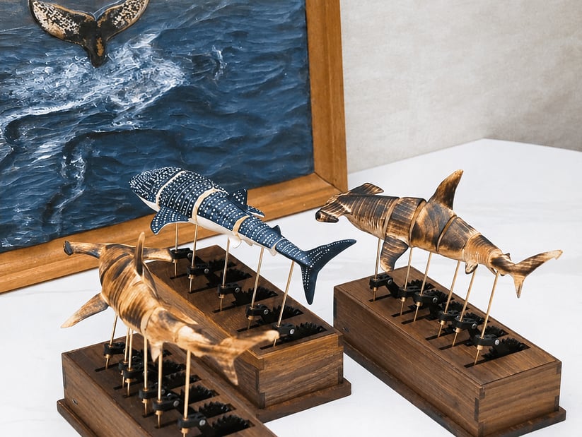 Handcrafted Wooden Ocean Animal Mechanical Model