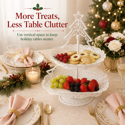 Christmas Tree Two-Tier Serving Stand