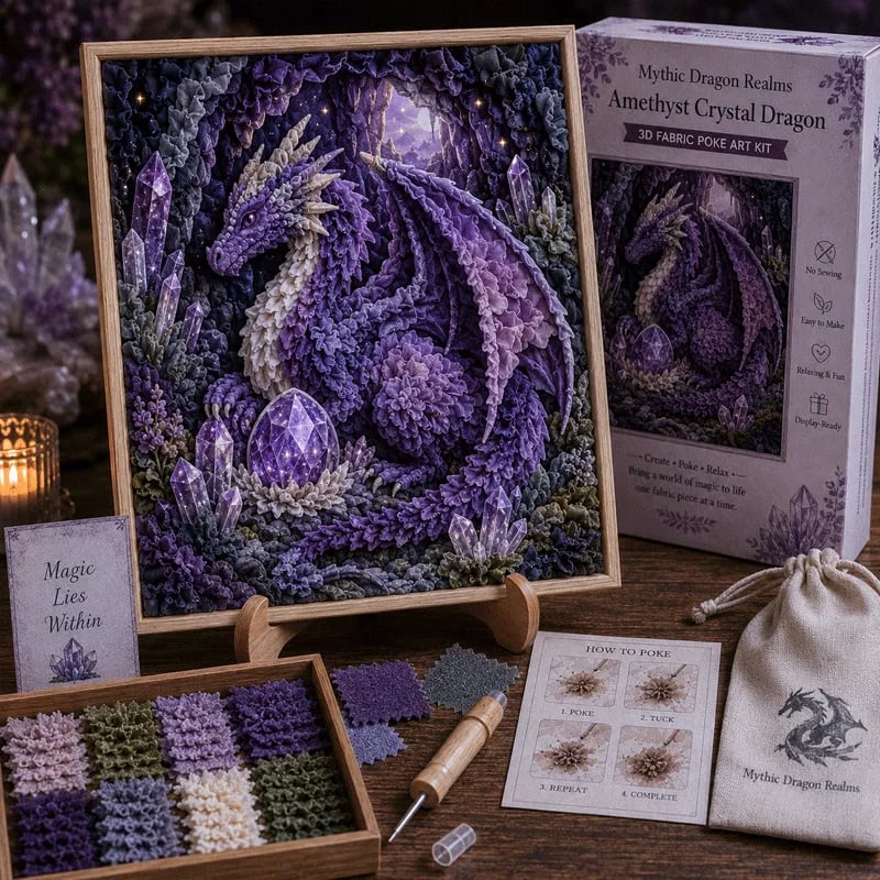 🎁🐉 Mythic Dragon Realms 3D Fabric Poke Art Kit