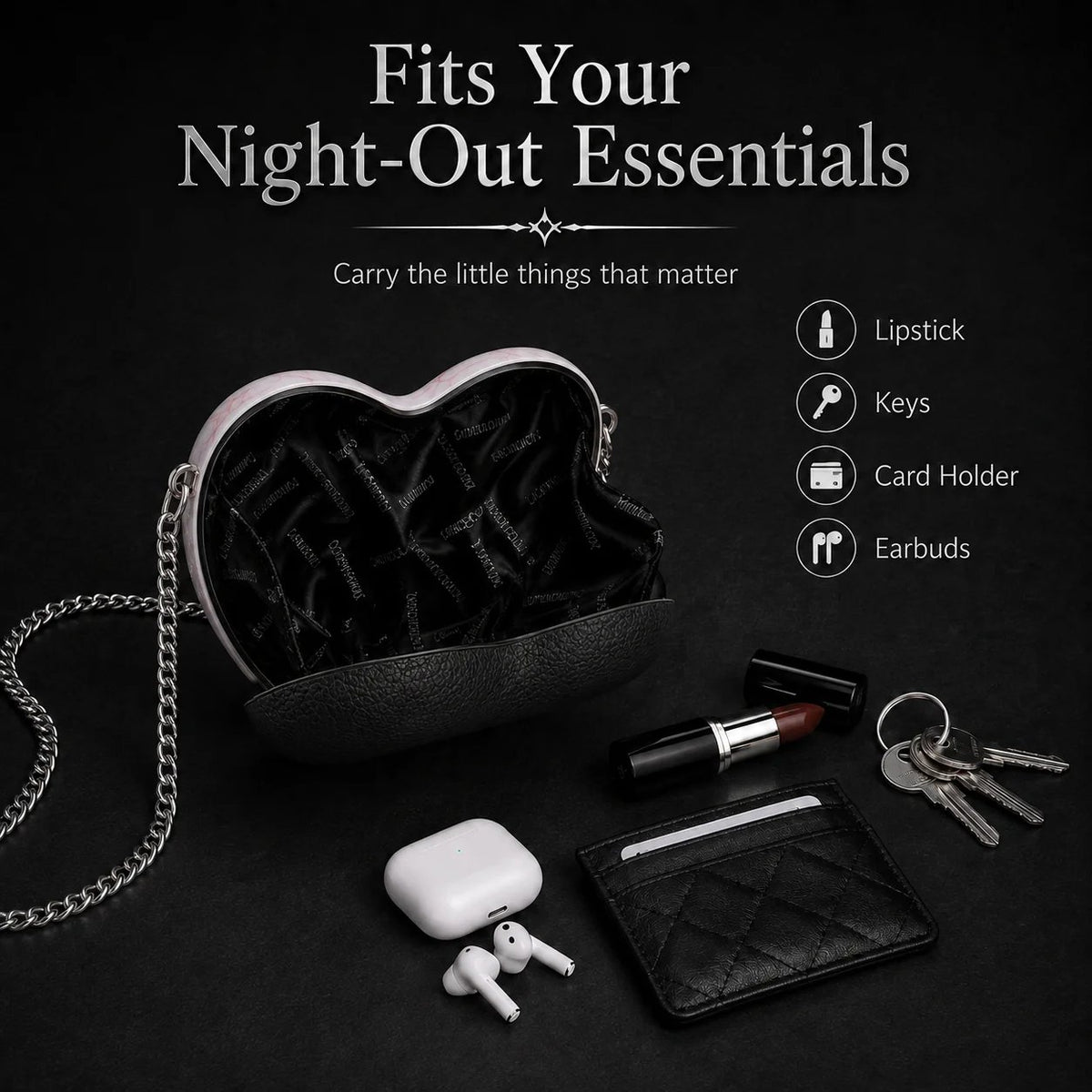 Gothic Heart Eye Crossbody Bag – Chain Statement Purse