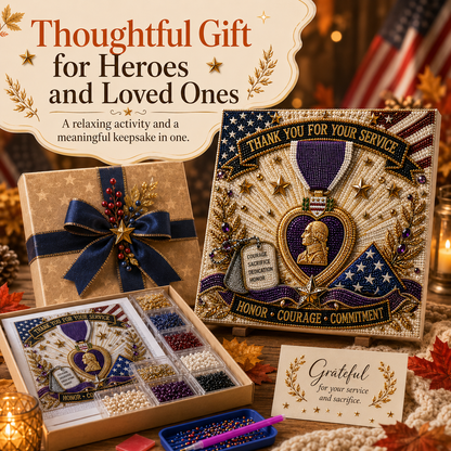 🇺🇸 Last Day Promo: 49% OFF - 💜💎Purple Heart Day Commemorative Pearl Art Kit - Create a Meaningful Tribute to Courage and Service