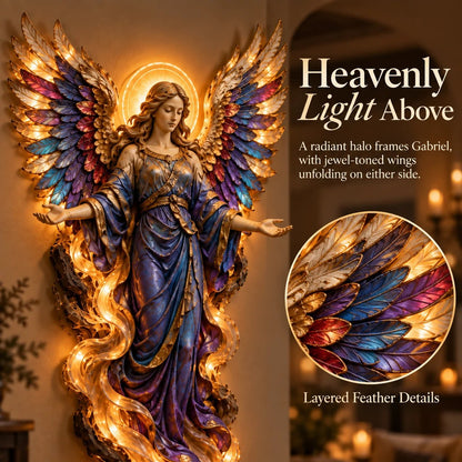 ✝️ Heavenly Radiance Lighted Angel Wall Sculpture | Gabriel or Michael