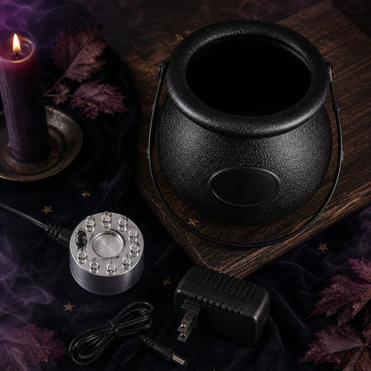 Halloween Witch Cauldron Fog Maker with Color-Changing LED Mist