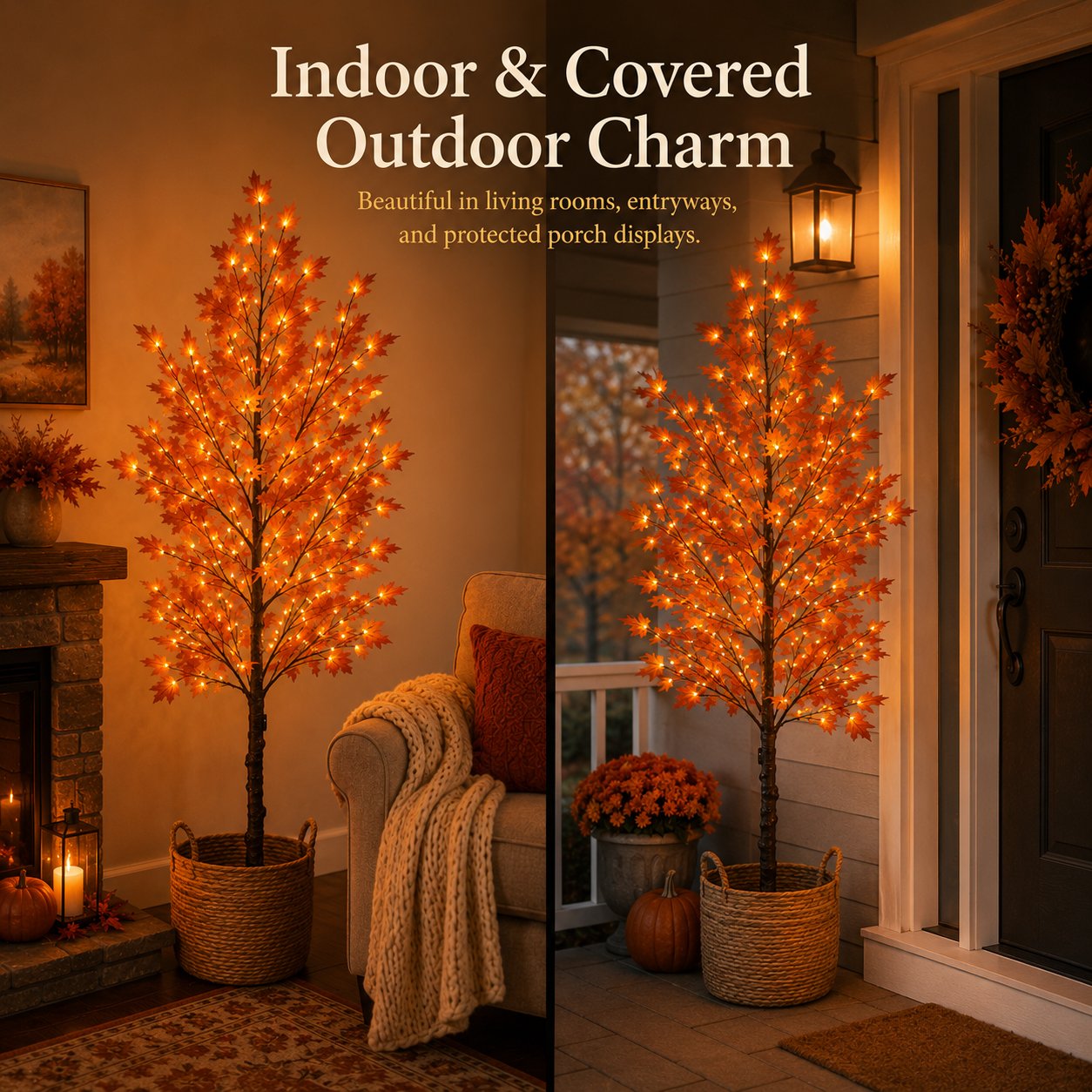 Lighted Autumn Maple Tree