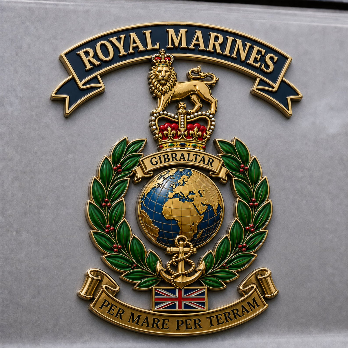 👑🌍 Royal Marines “Per Mare Per Terram” Tribute Metal Car Emblem