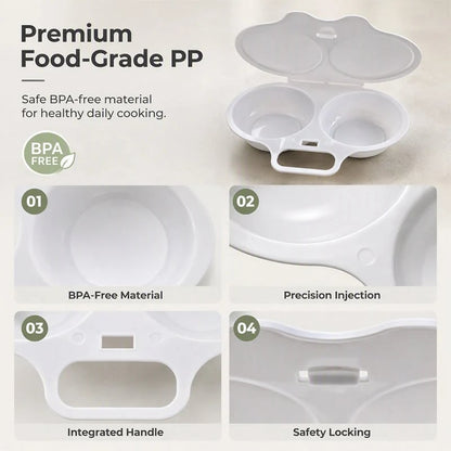 🥳2026 HOT SALE🥳💞50K+ SOLD! 🥚✨ 50% OFF + BUY 1 GET 1 FREE! Dual Cavity Microwave Egg Poacher – Quick oil‑free cooking, food‑grade PP & versatile. Perfect for busy mornings – healthy breakfast in minutes! ⚡🍳