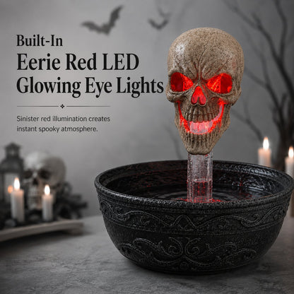 💀14" Bleeding Skull Fountain | Flowing Blood + Red LED Glowing Eyes 🏚️ Haunted House Halloween Party Decor Prop