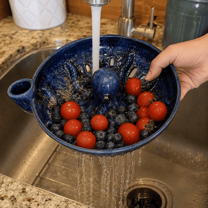 Bold Indigo Octopus Berry Colander