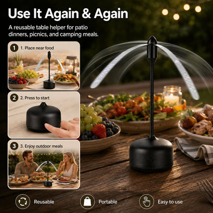 Portable Reflective Fly Repellent Fan For Outdoor Dining
