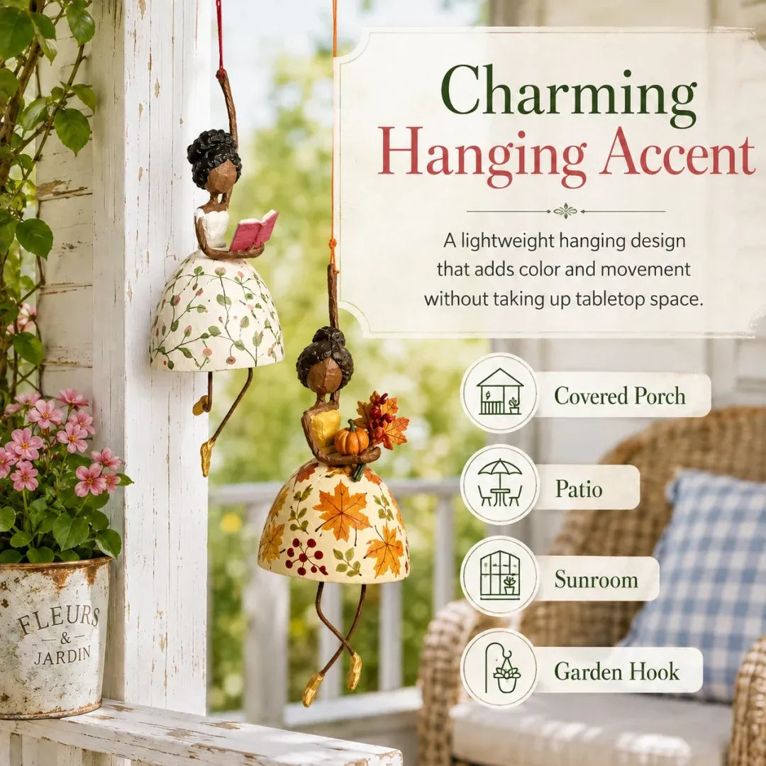 🌸 Whimsical Dancing Lady Hanging Ornament | Vintage Folk-Art Décor with Wind-Activated Swaying Design & Playful Dangling Details ✨