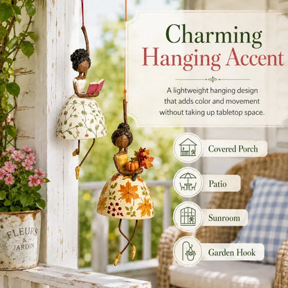 🌸 Whimsical Dancing Lady Hanging Ornament | Vintage Folk-Art Décor with Wind-Activated Swaying Design & Playful Dangling Details ✨