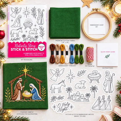 🔥LAST DAY 50% OFF - 🎄Christmas Stick & Stitch Embroidery Pattern Pack – 5 Sheets / 70 Wash-Away Embroidery Motifs🧵