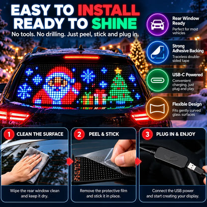 🚗🎄 Smart LED Pixel Car Display — App-Controlled Custom Text, Colors & Animations