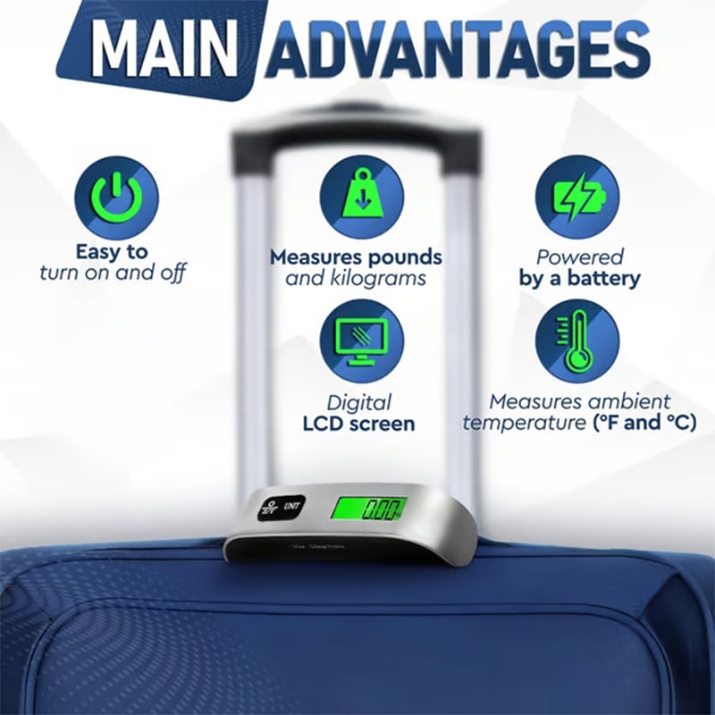 🧳 Portable Digital Luggage Scale | 110 lb Capacity
