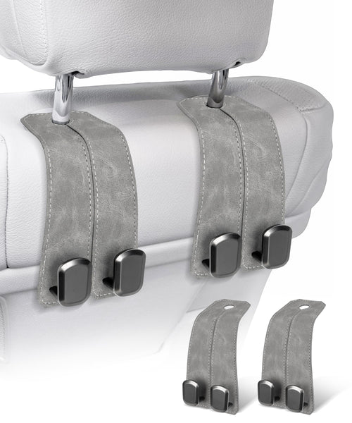 🚗360° Rotating Leather Car Headrest Hooks