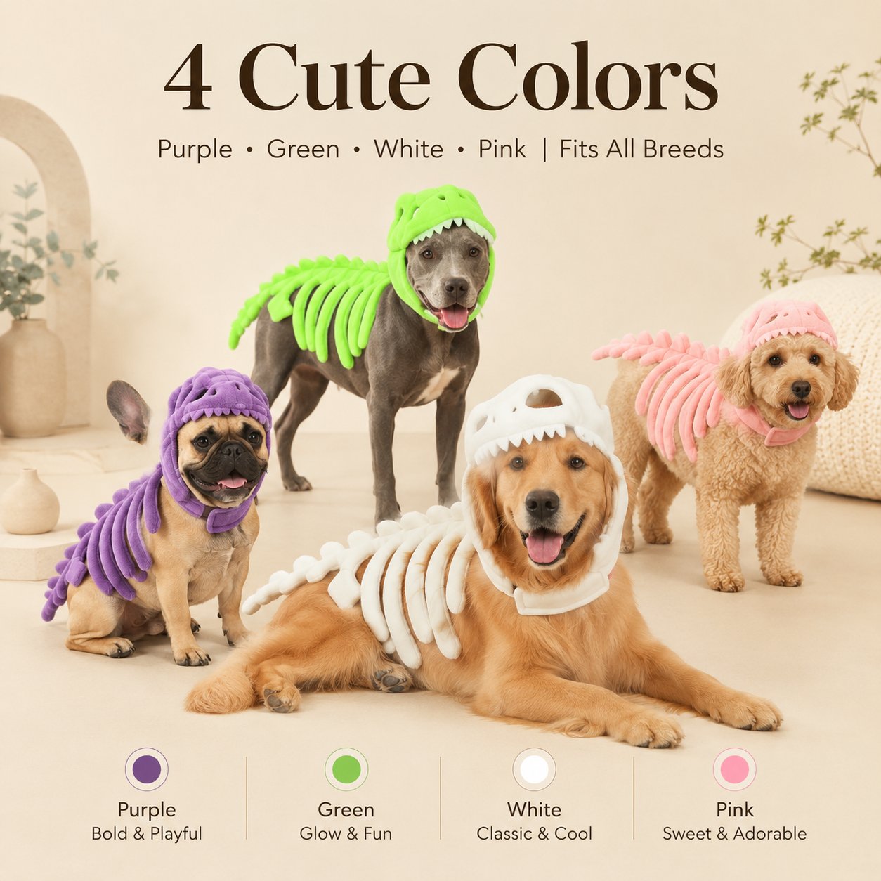 🦖 Glow In Dark Dinosaur Skeleton Dog Costume