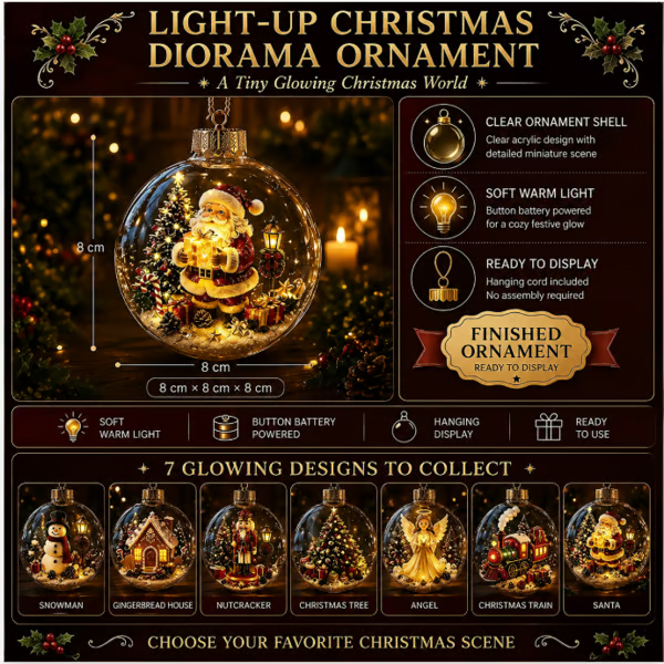 🎄Glowing Christmas Diorama Ornament – Buy 2 Get 1 Free