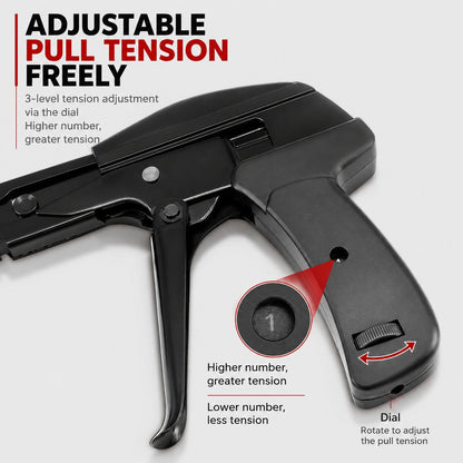 Nylon Cable Tie Tensioning Tool - Adjustable Zip Tie Tightener & Cutter