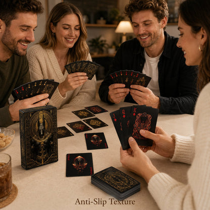 Black‑Gold Egyptian Themed Playing Cards – 300g Blue-Core Deck