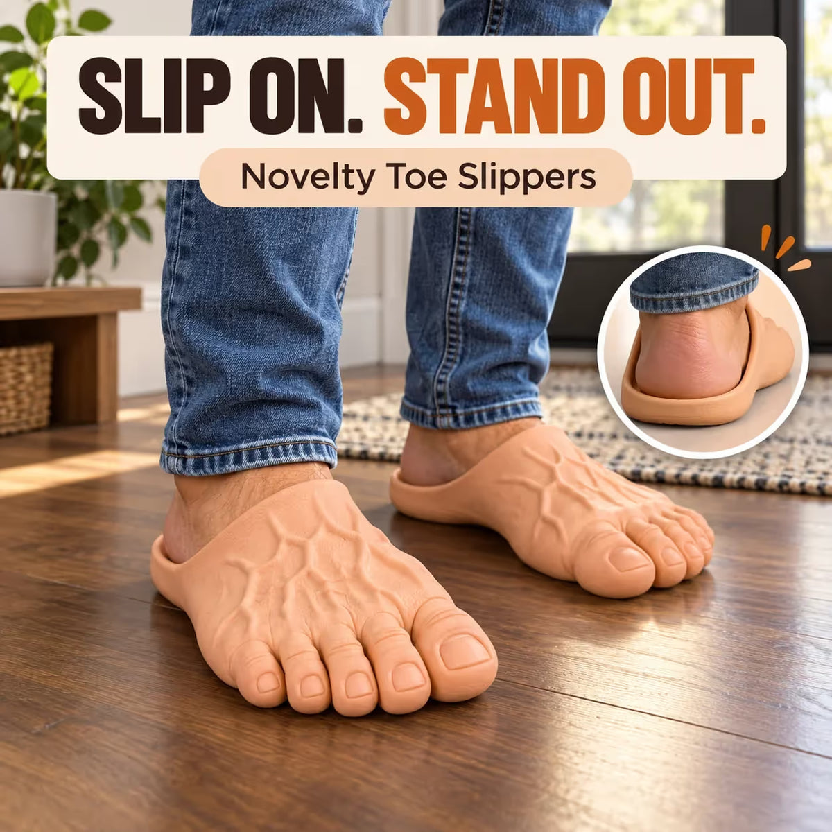 👣 Funny Toe Slippers – Realistic Barefoot-Look Gag Gift
