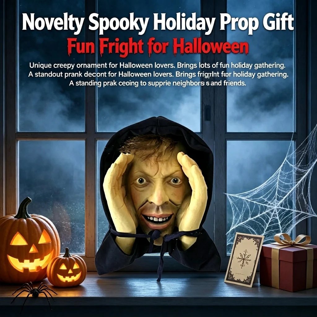 Realistic peeping Tom Halloween window effect