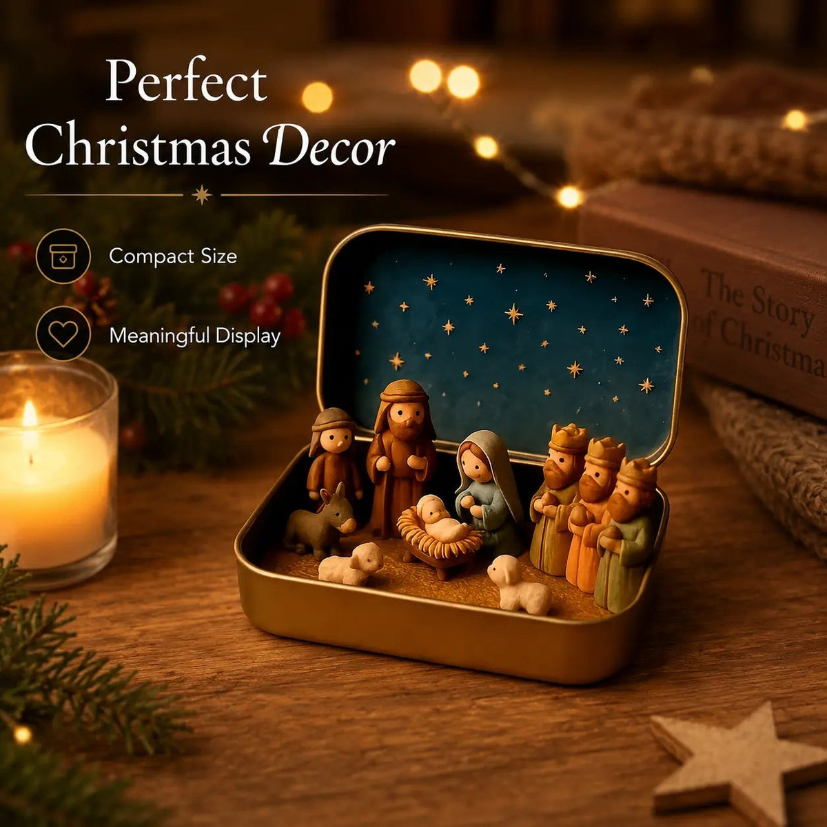Mini Christmas Nativity Set in Tin Box