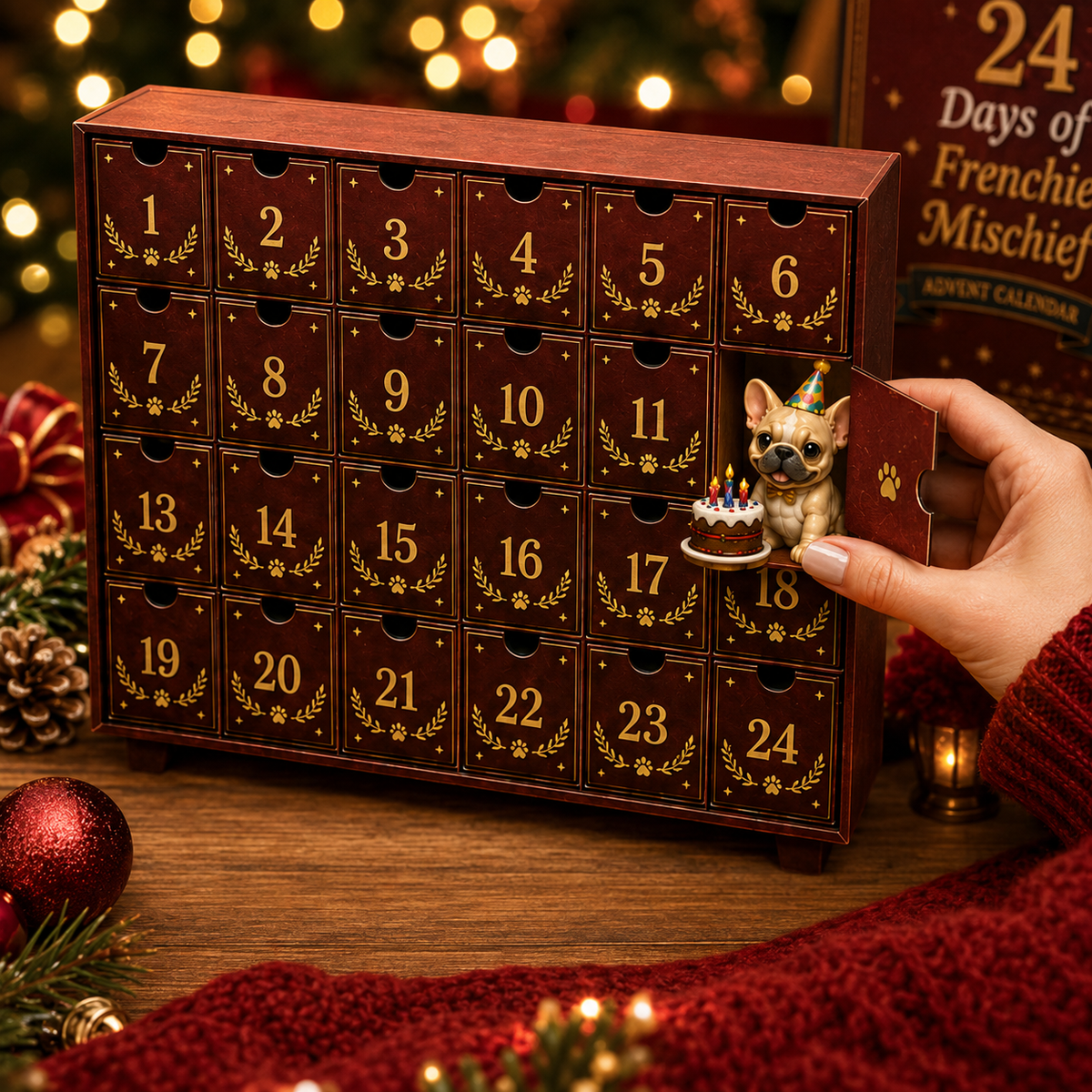 24 Days of Frenchie Mischief Advent Calendar 2026 – 24 Unique French Bulldog Collectible Figurines, Christmas Countdown Gift for Frenchie Lovers