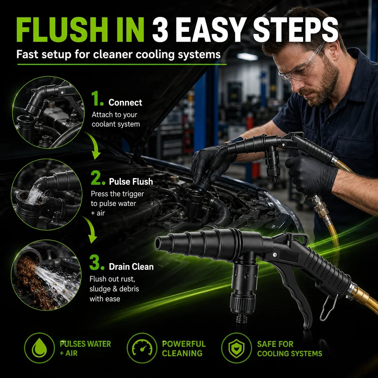 🚗High-Pressure Pulse Flush Gun Kit for Radiator Cleaning