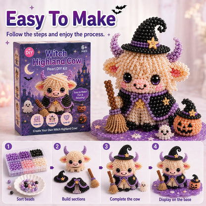 ⏳ Last Day 49% OFF – 🎃 Beginner-Friendly Halloween Highland Cow 3D Pearl Bead DIY Kit | Complete Kit with All Tools & Step-by-Step Guide Included 💕
