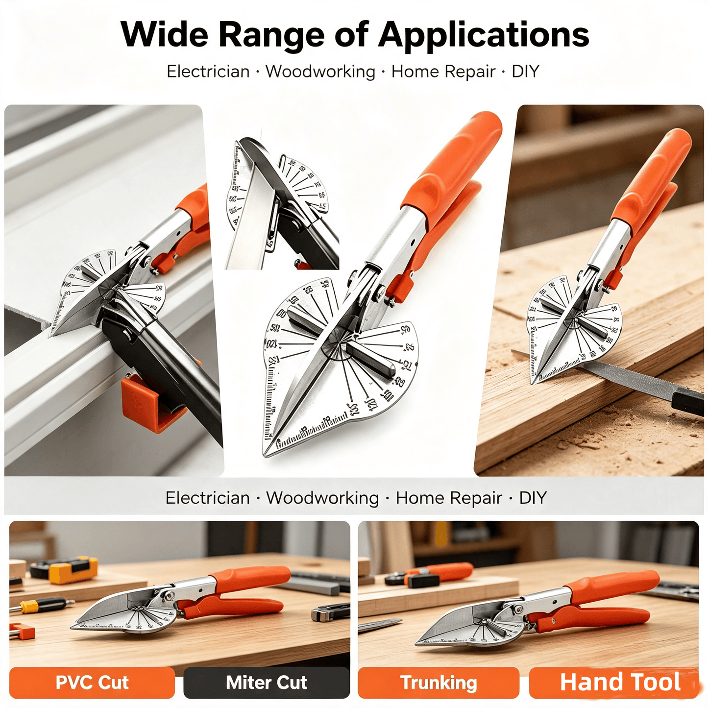 ⛏️Multi Angle Miter Shear Cutter, Stainless steel material, 45°-135° Adjustable Angle Trim Scissors Hand Tool