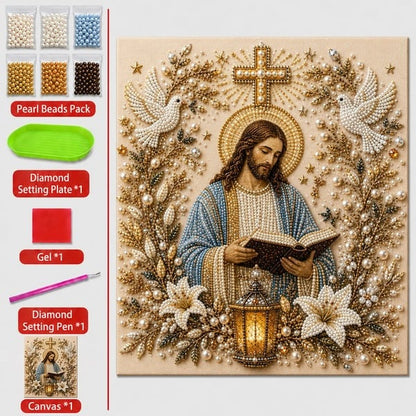 ✝️DIY Jesus Pearl Art Kit | 3D Pearl-Style Christian Artwork for Prayer Corners & Faith Gifts