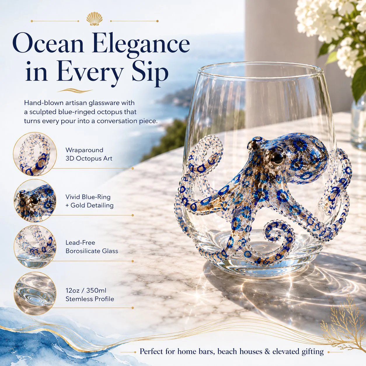 🌊  2026 3D Ocean Animal Artisan Glassware Collection for Fresher Sips, Coastal Elegance & Elevated Home Bar Vibes