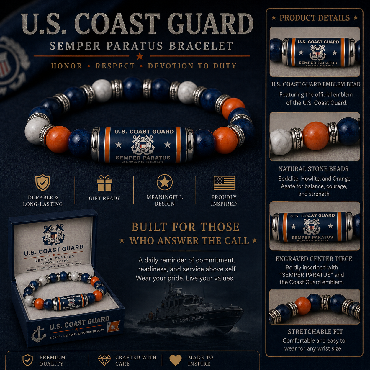 ⚓Last Day Promo: 49% OFF - U.S. Coast Guard Semper Paratus Tribute Beaded Bracelet  -  Buy 2 Get 1 Free & ✈️Free Shipping Today!