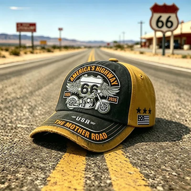 🏍️Retro US 66 100th Anniversary Art Printed Casual Baseball Cap