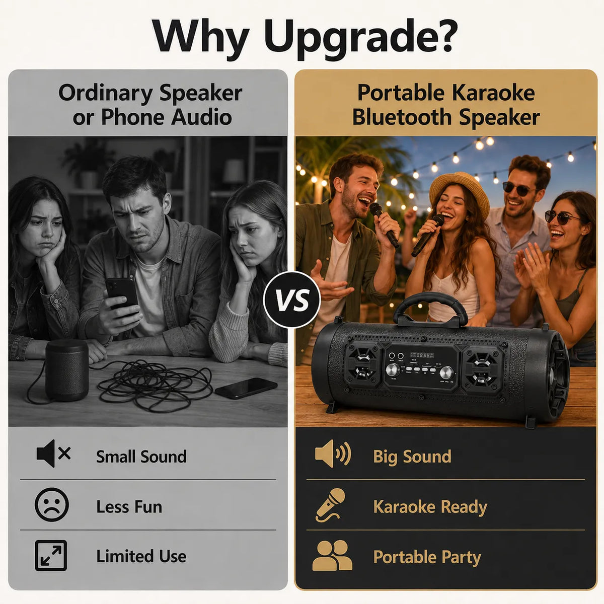 🎤 Portable Wireless Karaoke Bluetooth Speaker – Big Sound, Party Anywhere