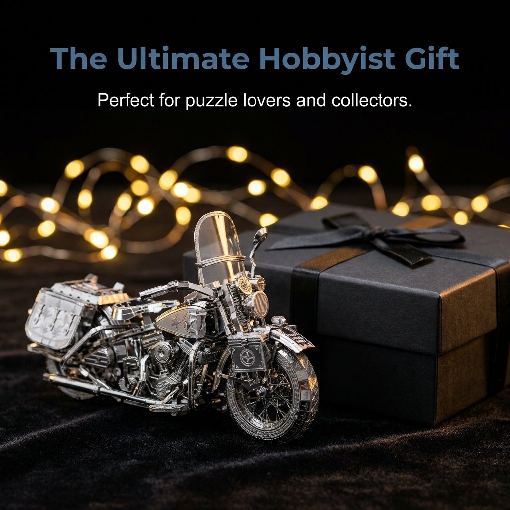 💥🏆Silver Motorcycle 3D Metal Assembly Puzzle