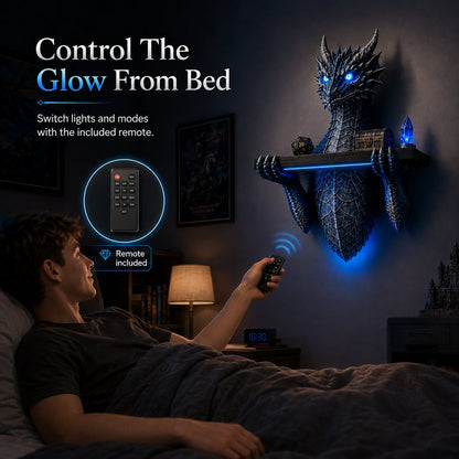 LED Dragon Bust Wall‑Mounted Sculpture Fantasy Themed Wall Decor With Blue Ambient Light For Game Room & Living Space